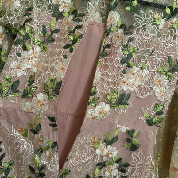 ASOS Pink Green White Embroidered Flower Mini Spring Dress 8 NWT - Picture 6 of 10